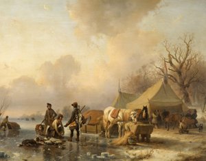 Téli jelenet szánnal, 1840 alkotó: Andreas Schelfhout