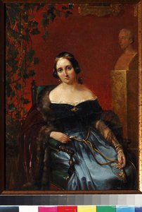 Anna Alekszejevna Andrault (1808-1888), sz. Olenina par Popov, Andrej Andrejevics (1832-1896) portréja. Olaj, karton
