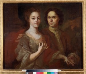 Önarckép feleségével (Önarckép a feleséggel) - Andrej Matvejevics Matvejev (Matvejev) (1701-1739) festménye, olaj, vászon, 1729 körül - Orosz művészet, 18. századi portré - Állami Orosz Múzeum, Szentpétervár alkotó: Andrei Matveyev