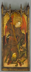 Szent Mihály harcol a sárkánnyal, 1400 körül (tempera a panelen) alkotó: Andres Marcal de Sas