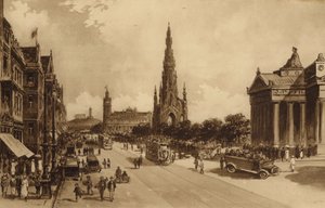 Edinburgh: Princes Street a halomtól (litho)