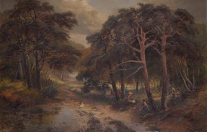 Kékharangok között (olaj, vászon) alkotó: Andrew Brandish Holte