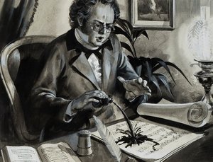 Franz Schubert portréja (gouache, papír) alkotó: Andrew Howat