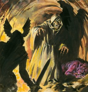 Jelenet a Beowulfból (gouache, papír) alkotó: Andrew Howat