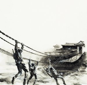 A Luding-híd csatája (gouache, papír) alkotó: Andrew Howat