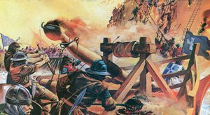 A keresztények ostromolják Konstantinápolyt 1203-ban (színes litográfia) alkotó: Andrew Howat