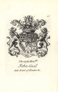 John Cecil, Exeter 6. grófjának címere és címere alkotó: Andrew Johnston