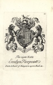 Evelyn Pierpoint jobb nemes címere és címere, Kingston upon Hull hercege és grófja alkotó: Andrew Johnston
