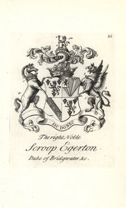 A jobb nemesi Scroop Egerton címere és címere alkotó: Andrew Johnston