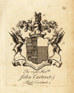 John Carteret jobboldal címere, Lord Carteret, Granville 2. grófja, Sark 7. seigneurja