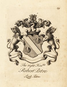 A jobboldal címere, tisztelt Robert Petre, Lord Petre, 8. Petre báró