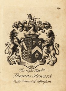 Thomas Howard jobboldal címere, Effingham 2. grófja, Lord Howard Effingham címere alkotó: Andrew Johnston