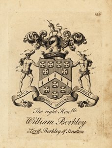 A jobboldal címere, tisztelt William Berkley, Lord Berkley Stratton, Berkeley 4. báró Stratton, meghalt 1741-ben alkotó: Andrew Johnston
