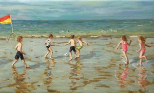 Strandfoci, Sheringham, 2018 (olaj, vászon) alkotó: Andrew Macara