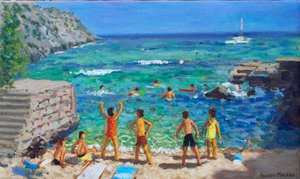 Cala Clara, Mallorca, 2023 (olaj, vászon) alkotó: Andrew Macara