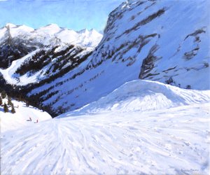 A völgybe , Courchevel , Franciaország, 2019, (olaj, vászon) alkotó: Andrew Macara