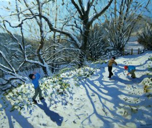 Hógolyóharc, Derbyshire (olaj, vászon) alkotó: Andrew Macara