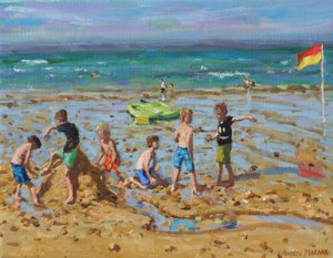 A homokvár, Wells-next -the-tenger, Norfolk, 2019, (olaj, vászon) alkotó: Andrew Macara