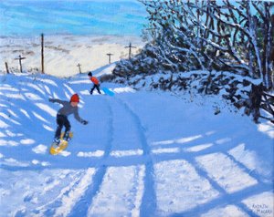 A snowboardos, Dove Head, Derbyshire, olaj, vászon) 2021 alkotó: Andrew Macara