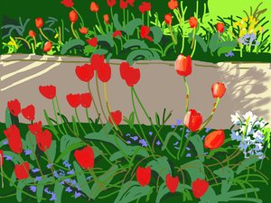 Tulipánok és katicák, 2017, (iPad festmény) alkotó: Andrew Macara