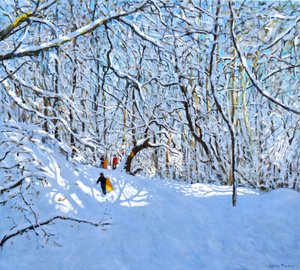 Sárga és narancssárga szánkók, Allestree Park, Derby. 36 x 40, 2018, alkotó: Andrew Macara
