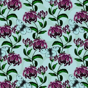 Honeysuckle felhős Apollo pillangóval, 2017, tinta és digitális alkotó: Andrew Watson