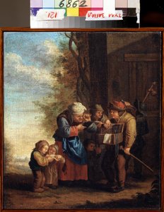 ""A szemüveg eladó, vagy a látás allegóriája"" (A szemüveg eladó. Látás (Az öt érzék sorozatból) Andries Dirksz Both (1608-1641) festménye 17. századi Állami Művészeti Múzeum Tula Oroszország