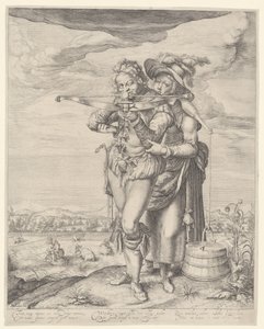 Nyilas és tejeslány alkotó: Andries Jacobsz. Stock (possibly)