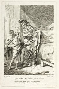Minerva Tanít egy fiatal művészt, illusztráció a Catalog historique du Cabinethez, Mariette