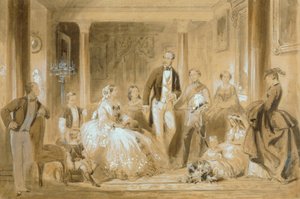Királyi család az Osborne House étkezőjében (ceruza mosással papíron) alkotó: Ange Louis (1815 72) Janet