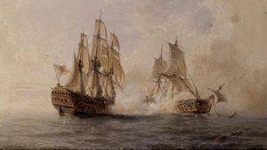 A DICSŐS HAJÓ HARCA A BRIT DARMOUTHAL 1747-BEN – XIX. alkotó: Angel Maria Cort