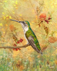 Aranyszínű kolibri-ülőfa alkotó: Angeles M. Pomata