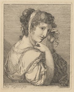 Hajában szalagot igazító nő alkotó: Angelica Kauffmann