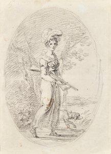 Vadásznő kutyával alkotó: Angelica Kauffmann