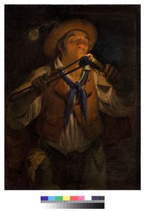 Gyertyát gyújtó paraszt parazssal, 1850