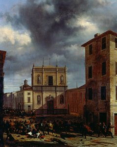 Brescia tíz napja, Angelo Inganni (1807-1880), olaj, vászon, 38x45 cm