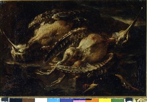 A madarak csendélete. Angelo Maria Crivellone (? - 1730/60?) festménye. Milánó, CRA. alkotó: Angelo Maria Crivelli