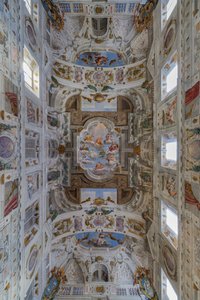 A bolognai negyeddel rendelkező terem mennyezete, Őrség csarnoka, Este hercegi palota, Sassuolo, Olaszország alkotó: Angelo Michele Colonna