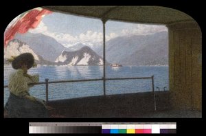 Egy hajó a Maggiore-tavon, 1915 alkotó: Angelo Morbelli