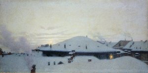 Tetők a hóban alkotó: Angelo Morbelli