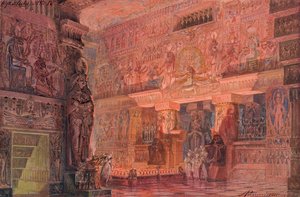Giuseppe Verdi Opera Aida díszlete, 1923. alkotó: Angelo Parravicini