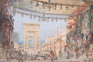Giuseppe Verdi Opera Aida díszlete, 1923. alkotó: Angelo Parravicini