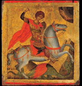 Akotandos, Angelos (aktív kb. 1425-1460) Szent György és a Sárkány Tempera panelen kb 1440-1460 Benaki Múzeum, Athén 40,8x37,5 alkotó: Angelos Akotantos