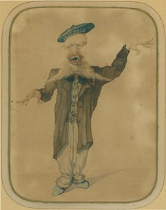 Telemaco Signorini Párizsból hazatérő karikatúrája, 1884 körül (tempera, karton) alkotó: Angiolo Tricca