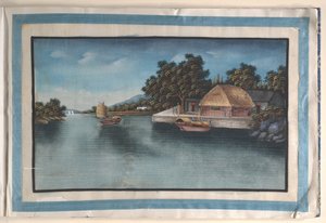 Album mit zwölf Gemälden von Szenen entlang eines Flusses