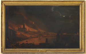 A londoni nagy tűzvész, 1666-1700 körül (olaj, vászon) alkotó: Anglo Dutch School