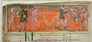 Cott Tib B V f.6v Betakarítás, naptárból, 1030 körül (vellum) (a 41681 részlete) alkotó: Anglo Saxon
