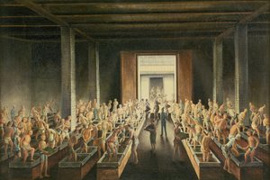 Teásládák töltése; és teagyártás az első eljárásban, 1820 körül
