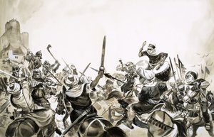 711-ben a spanyol erőket megtámadó mór harcosok alkotó: Angus McBride