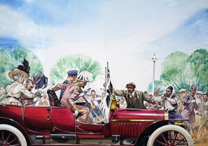 Az első világháború kitörése, illusztráció a "Nagy események a világtörténelemben" című kötetből (gouache, papír) alkotó: Angus McBride